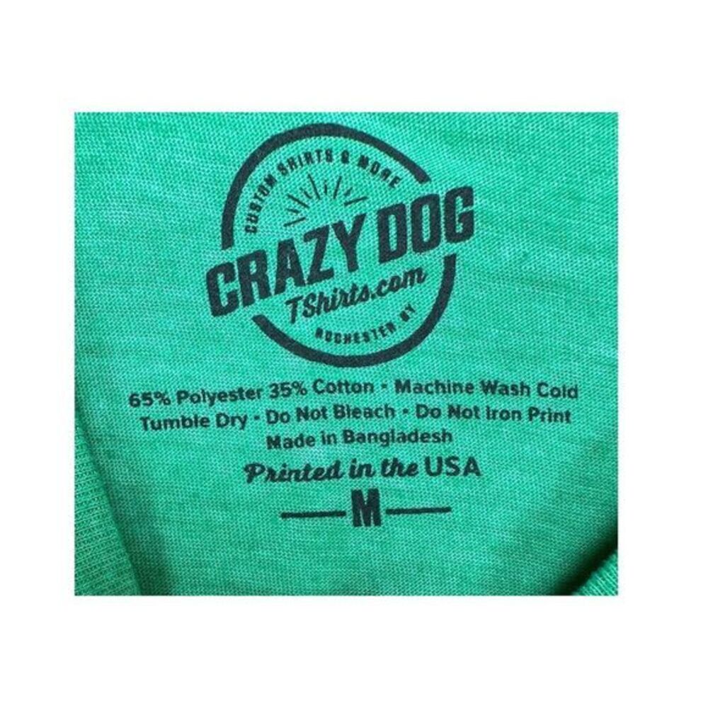 Crazy Dog Shirt Adult Medium Green Graphic Golfer Print T-Shirt Short Sleeve Men - Picture 4 of 8